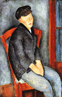 Young Seated Boy with Cap